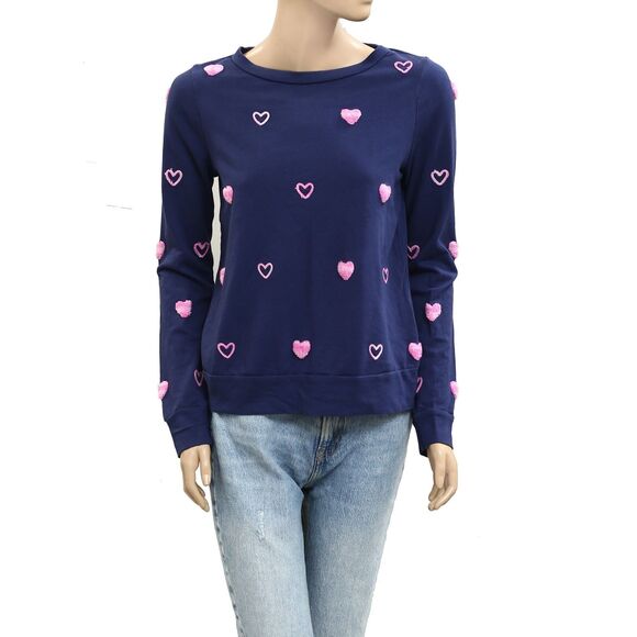Lilly Pulitzer Rami Sweatshirt Pullover Top Heart Embroidered Cotton XS 279763 - Picture 5 of 10